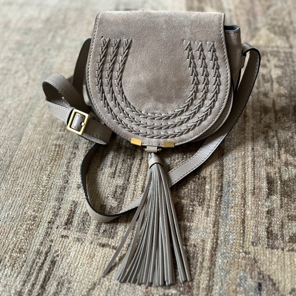 Chloe Mini Marcie Suede Crossbody Bag with Tassle